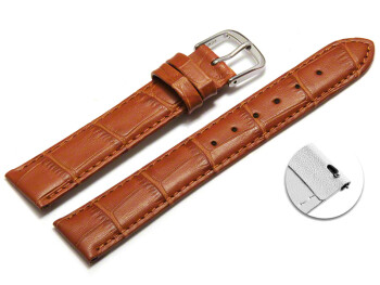 Bracelet montre à dégagement rapide cuir de veau grain croco brun clair