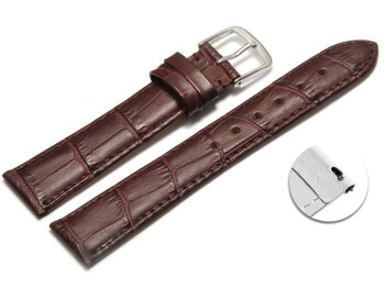 Bracelet montre à dégagement rapide cuir de veau grain croco bordeaux