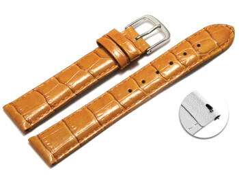 Bracelet montre à dégagement rapide cuir de veau grain croco orange