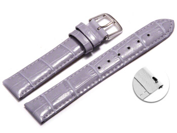 Bracelet montre à dégagement rapide cuir de veau grain croco lilas