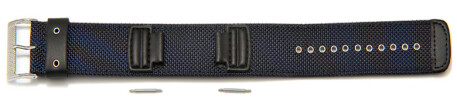 Bracelet de montres Casio p.G-303B, AW-591MS, DW-5600CL textile / cuir, bleu foncé / noir