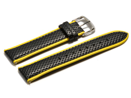 Bracelet de montre Casio pour WVQ-550LE, cuir noir et jaune