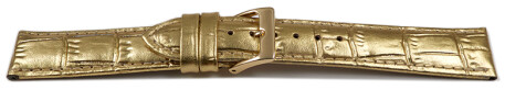 Bracelet montre-cuir de veau-grain croco-doré, 14, 16, 18, 20mm