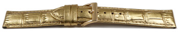Bracelet montre-cuir de veau-grain croco-doré, 14, 16,...