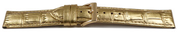 Bracelet montre-cuir de veau-grain croco-doré, 14, 16, 18, 20mm