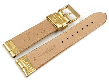 Bracelet montre-cuir de veau-grain croco-doré, 14, 16, 18, 20mm