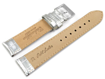 Bracelet montre-cuir de veau-grain croco-argenté,...