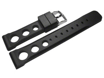 Bracelet de montre - silicone perforé - noir