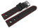Bracelet de montre - cuir de veau perforé - noir - couture rouge
