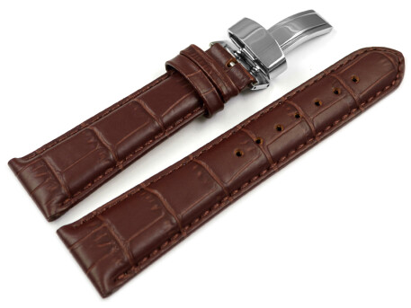 Bracelet montre-gr.croco-dépl.-marron,...