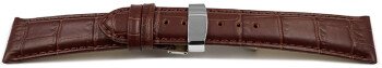 Bracelet montre-gr.croco-dépl.-marron, 17,19,20,21,22,23 mm