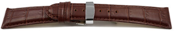 Bracelet montre-gr.croco-dépl.-marron, 17,19,20,21,22,23 mm