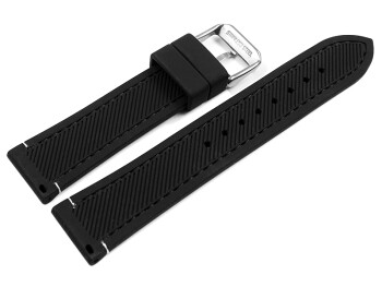 Bracelet montre noir coutures blanches en silicone 18mm...