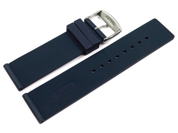 Bracelet de montre silicone plat bleu foncé 18mm...