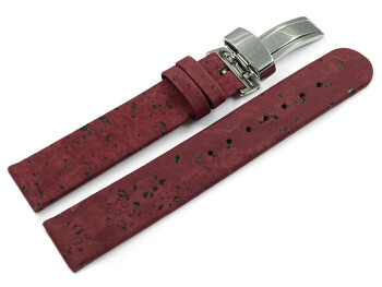 Bracelet montre boucle déployante VEGAN en liège bordeaux 12mm 14mm 16mm 18mm 20mm 22mm