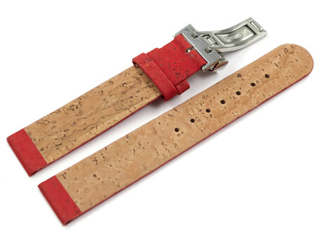 Bracelet montre boucle dployante VEGAN en lige rouge 12mm 14mm 16mm 18mm 20mm 22mm