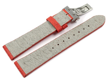 Bracelet montre boucle déployante Végan ananas rouge 14mm Acier