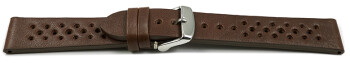 Bracelet montre perméable à lair cuir brun foncé 18mm...
