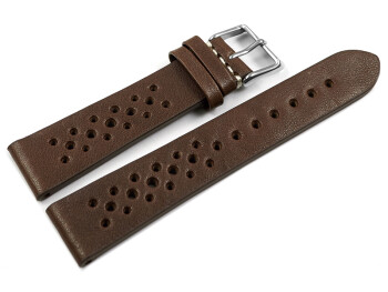 Bracelet montre perméable à lair cuir brun foncé 18mm Acier