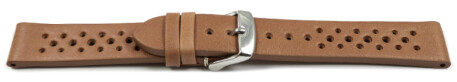 Bracelet montre perméable à lair cuir brun clair 22mm Acier