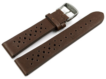 XL Bracelet montre perméable à lair cuir brun foncé 18mm 20mm 22mm 24mm
