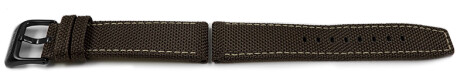 Bracelet montre marron foncé F16584 mélange des matériaux cuir textile 