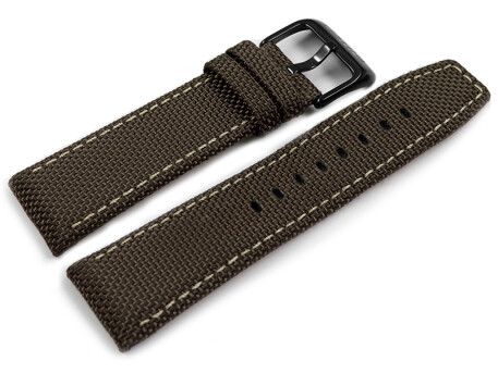 Bracelet montre marron foncé F16584 mélange des matériaux cuir textile 