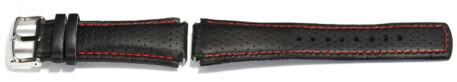 Bracelet montre Casio p.EFA-120L-1A1V, EFA-120L, cuir noir, surpiqué rouge