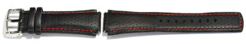 Bracelet montre Casio p.EFA-120L-1A1V, EFA-120L, cuir noir, surpiqué rouge