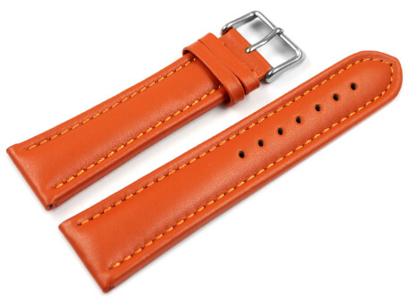 Bracelet montre cuir lisse - orange - couture orange