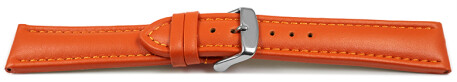 Bracelet montre cuir lisse - orange - couture orange