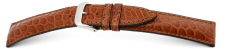 Bracelet de montre en alligator - fait main - mat - marron clair
