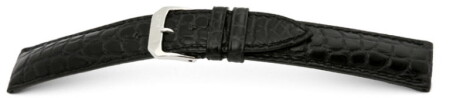 Bracelet de montre en alligator - fait main - noir - mat
