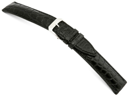 Bracelet de montre en alligator - fait main - noir - mat