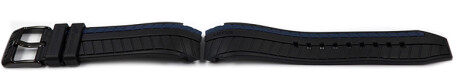 Bracelet caoutchouc Lotus noir  réf.18230/1 adaptable à 18103 bande latérale bleue