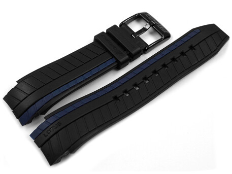 Bracelet caoutchouc Lotus noir  rf.18230/1 adaptable  18103 bande latrale bleue