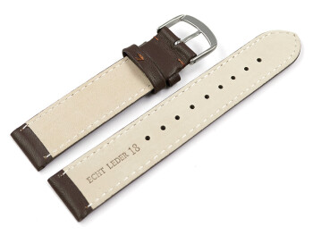 Bracelet montre brun foncé cuir de veau sans...