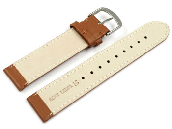 Bracelet montre marron clair cuir de veau sans...