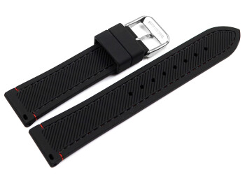 Bracelet montre noir avec coutures rouges en silicone...