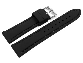 Bracelet montre noir avec coutures noires en silicone...