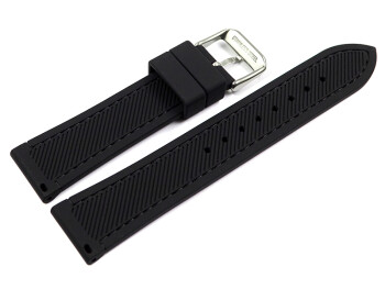 Bracelet montre noir avec coutures noires en silicone 18mm 20mm 22mm 24mm