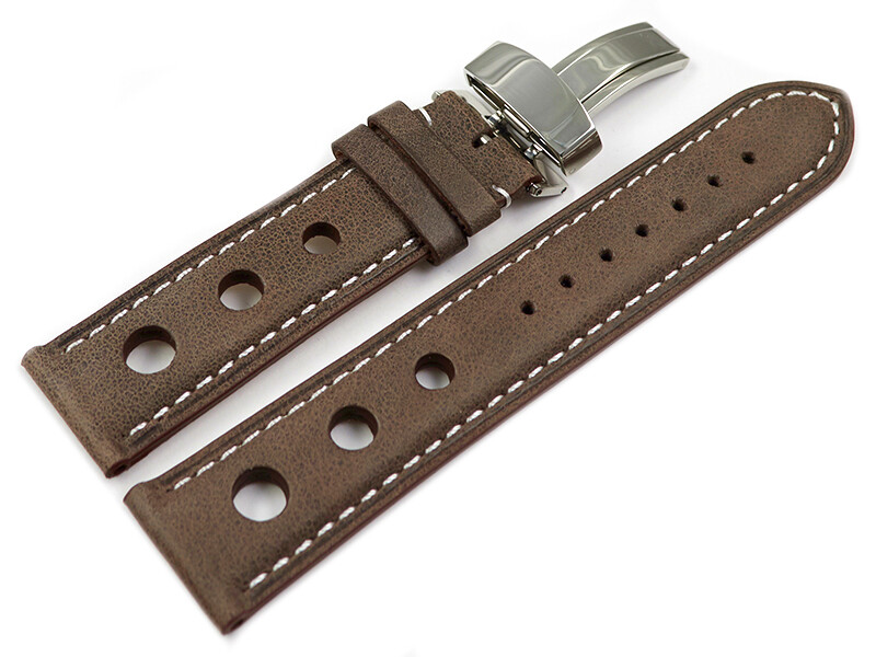 Bracelet Montre En Cuir De Veau Noir Avec Boucle Déployante - Largeurs 18, 20 Ou 22mm - Neuf