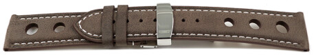 Bracelet montre avec boucle déployante Race cuir de veau marron foncé 18mm 20mm 22mm
