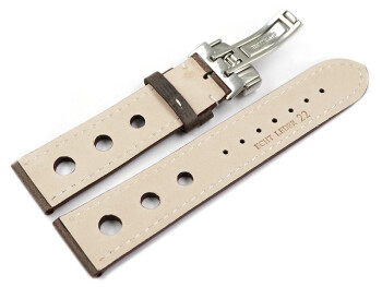 Bracelet montre avec boucle déployante Race cuir...