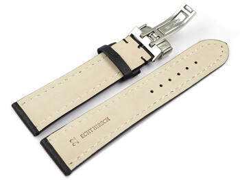 Bracelet montre boucle déployante noir cuir cerf...