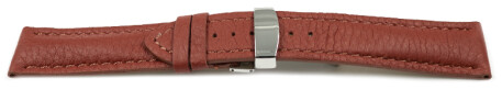 Bracelet montre boucle déployante marron cuir cerf rembourré très souple 18mm 20mm 22mm 24mm