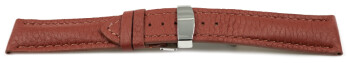 Bracelet montre boucle déployante marron cuir cerf...