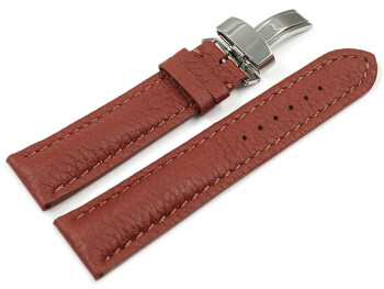 Bracelet montre boucle déployante marron cuir cerf...