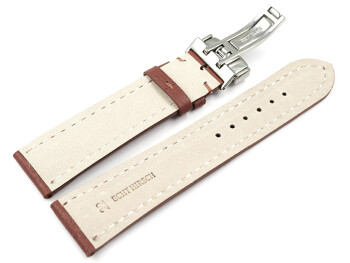Bracelet montre boucle déployante marron cuir cerf...