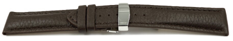 Bracelet montre boucle déployante marron foncé cuir cerf rembourré très souple 18mm 20mm 22mm 24mm